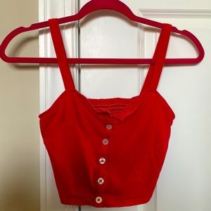 red pacsun button crop tank top